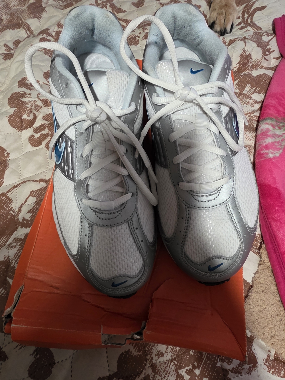 Nike White & Silver Athletic Sneakers
